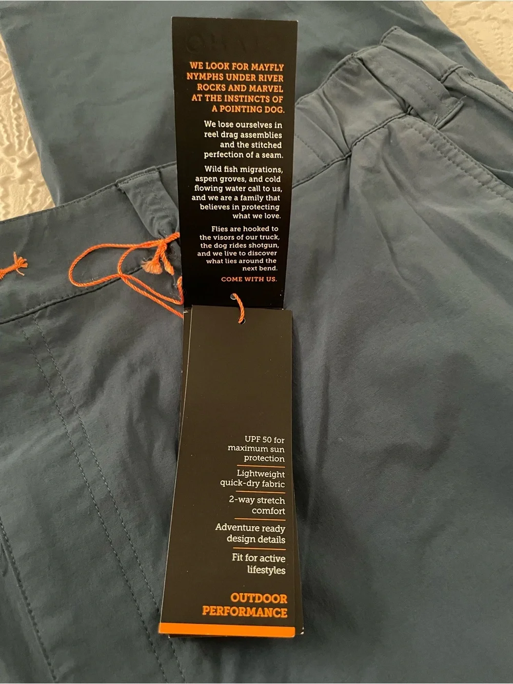 Orvis Blue Teal Men's Jackson QD Stretch Pants XXL/32 UPF 50 Outdoor Hiking